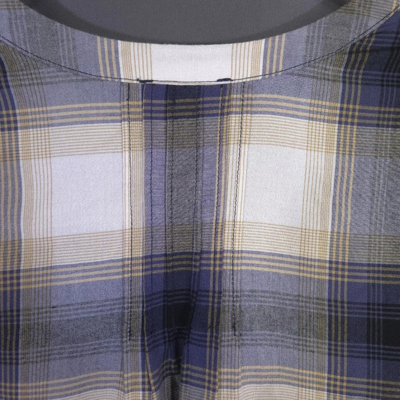 Blu Pepper Plaid Tunic Blouse Size Medium Lantern Sleeve Notch Neck Boho Western - Picture 6 of 8